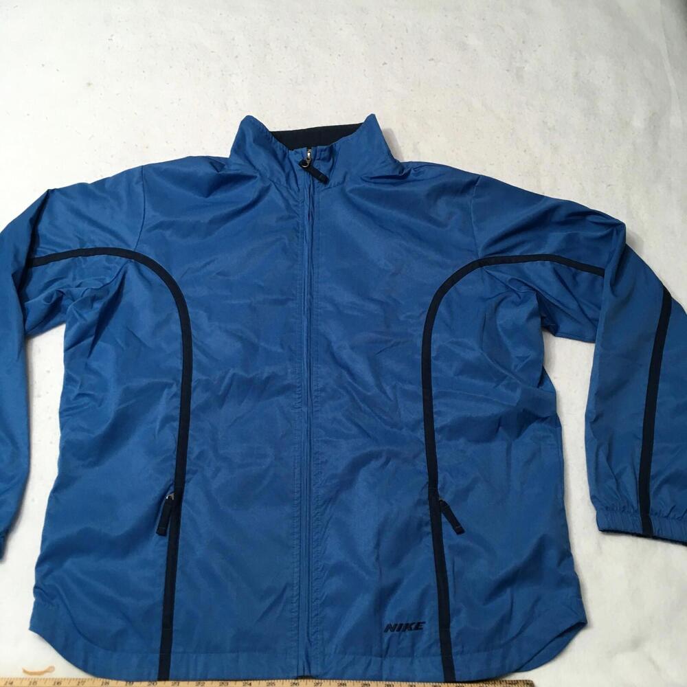 Vintage Y2K Nike Fleece Lined Blue Soft Shell Zip Up Jacket XL